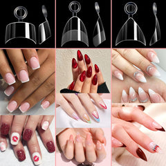 BlueZOO extra-short almond tips fanned to show natural look and fit