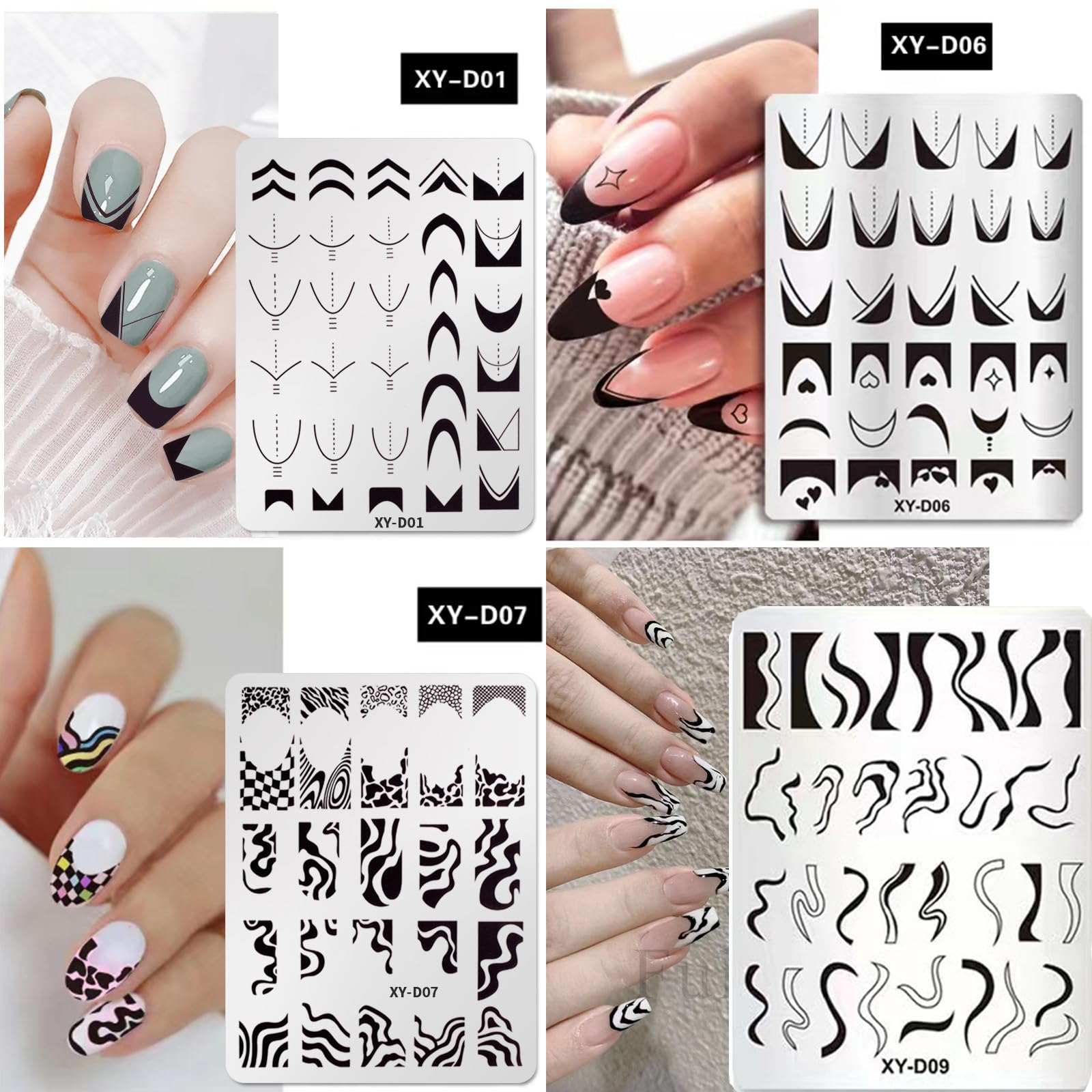 BlueZOO close-up of etched plate patterns showing crisp lines for precise nail art