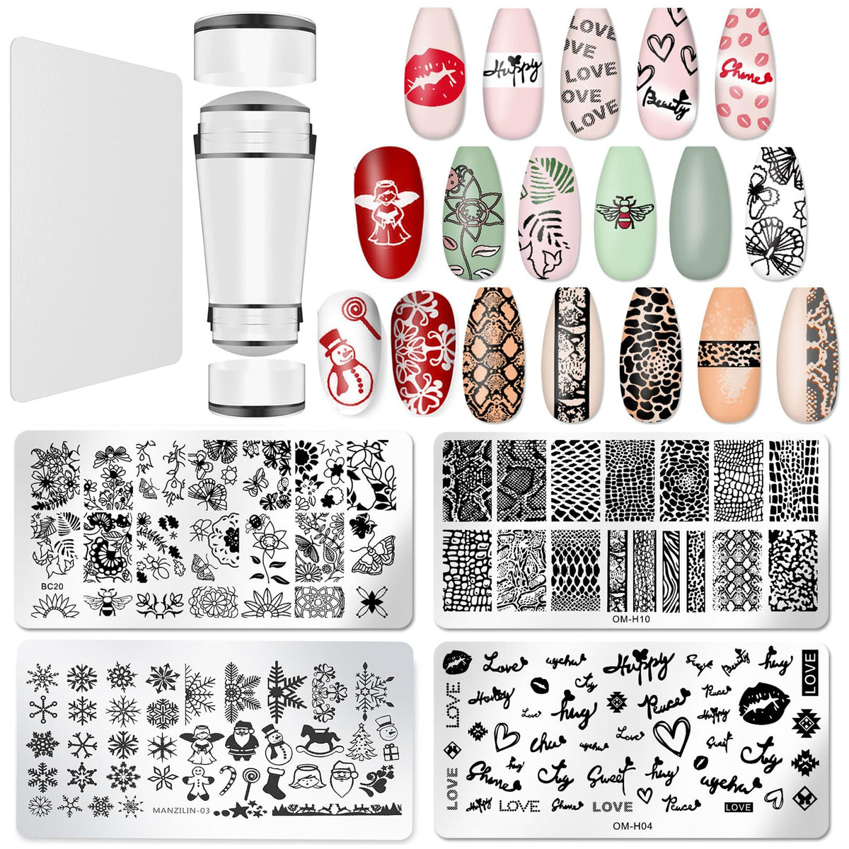 BlueZOO kit front packaging showing included plates and stamper for easy selection