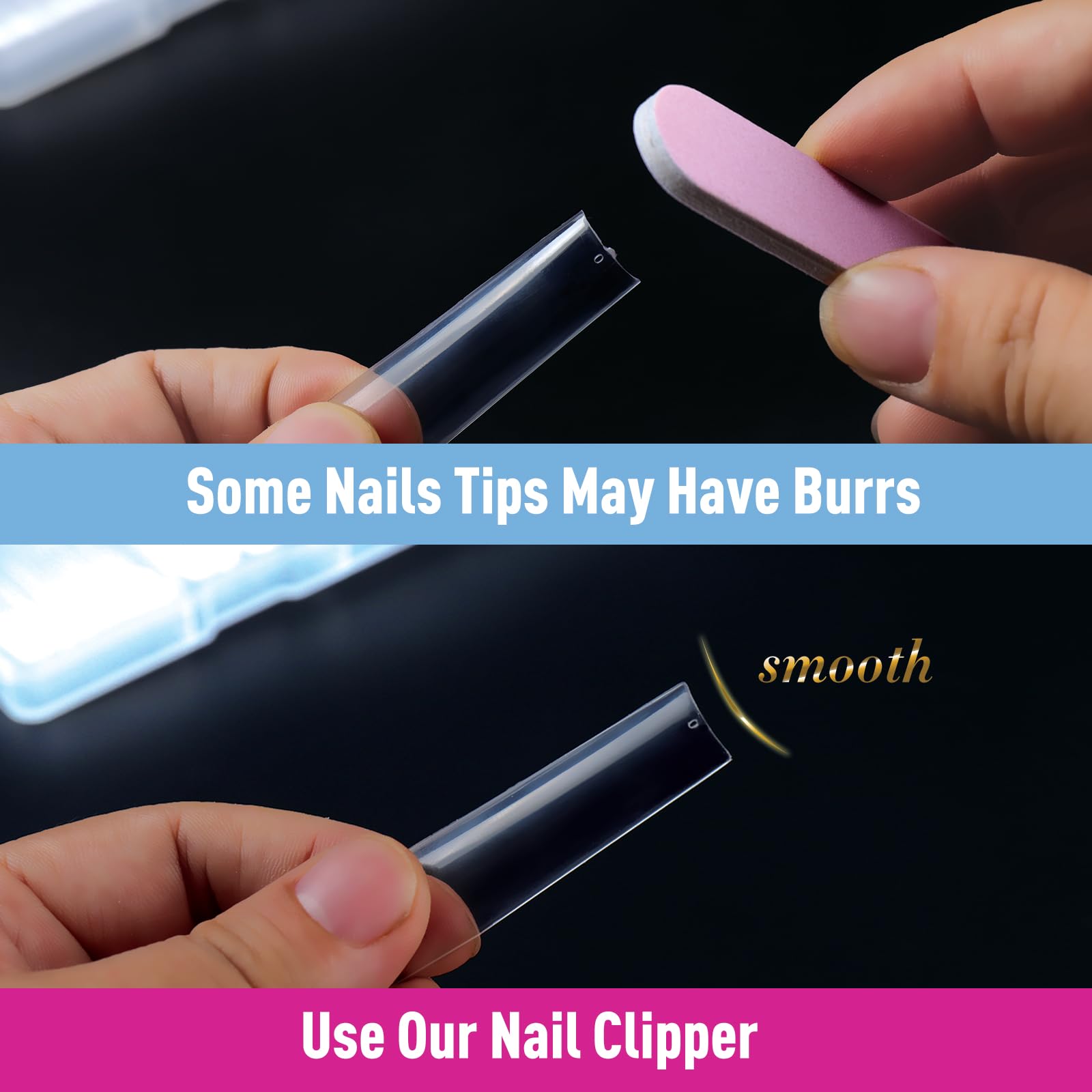 BlueZOO scale comparison on hand model showing length options