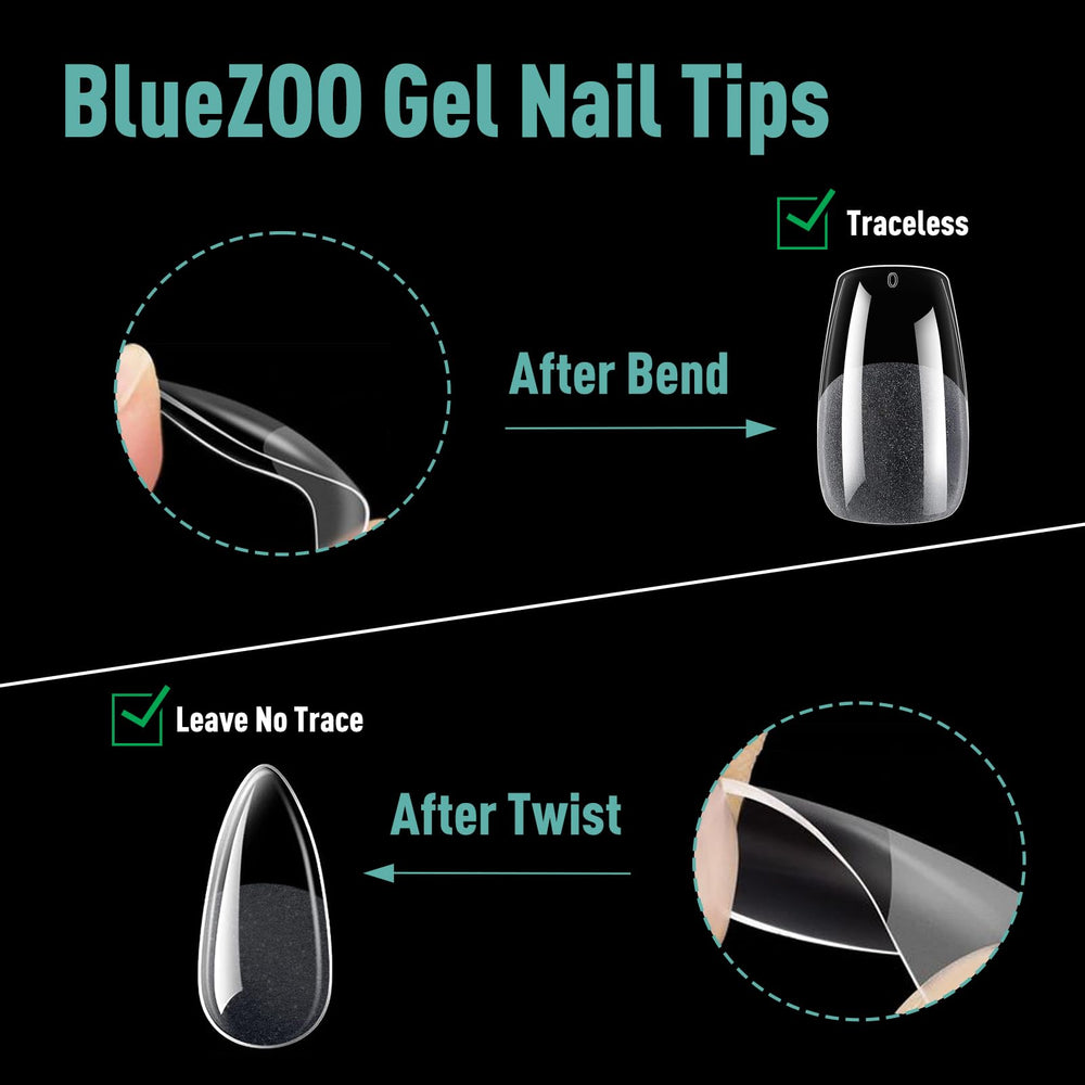 BlueZOO square style on fingers showing neat edges and durable wear benefit