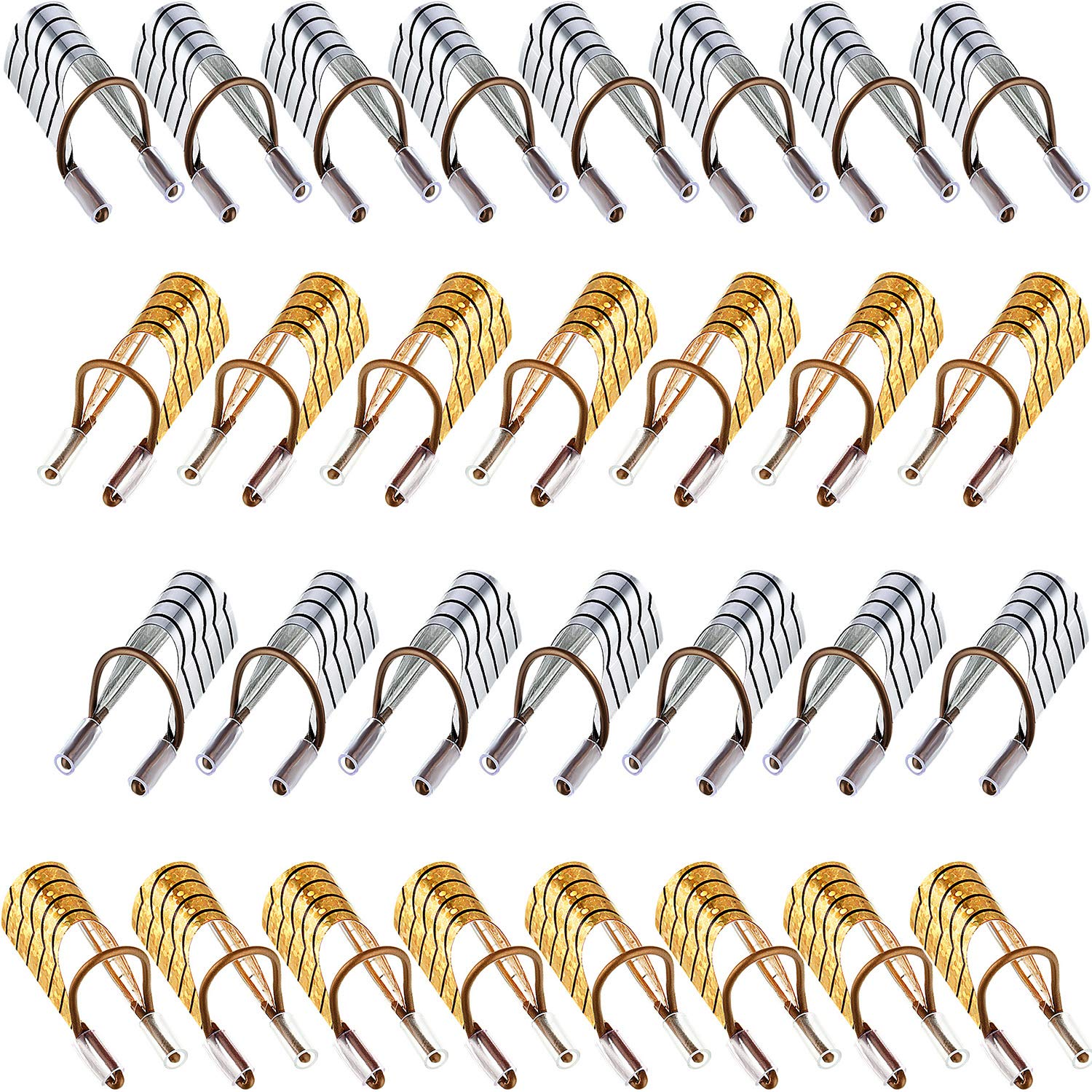 Blulu front view of gold and silver forms showing kit organization and convenience
