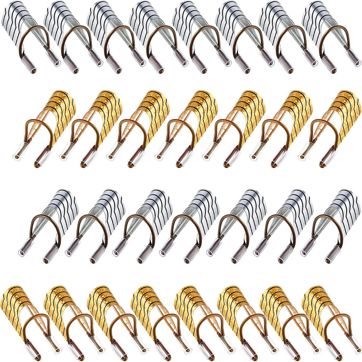 Blulu front view of gold and silver forms showing kit organization and convenience