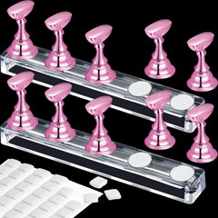 Blulu front view metal pink stand showing tidy nail tip display and easy setup