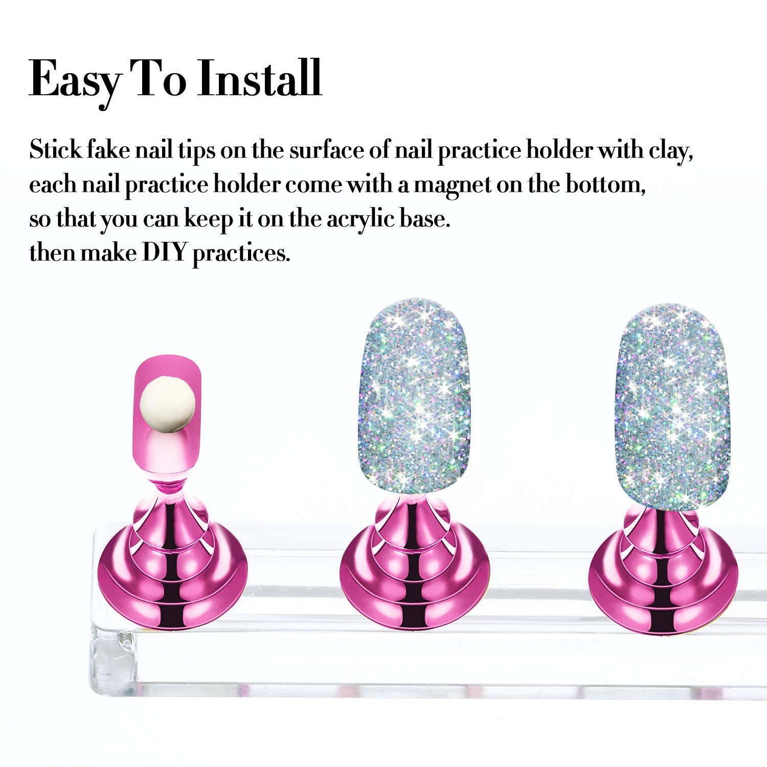 Blulu nail stand in use while painting a tip for precise detailing