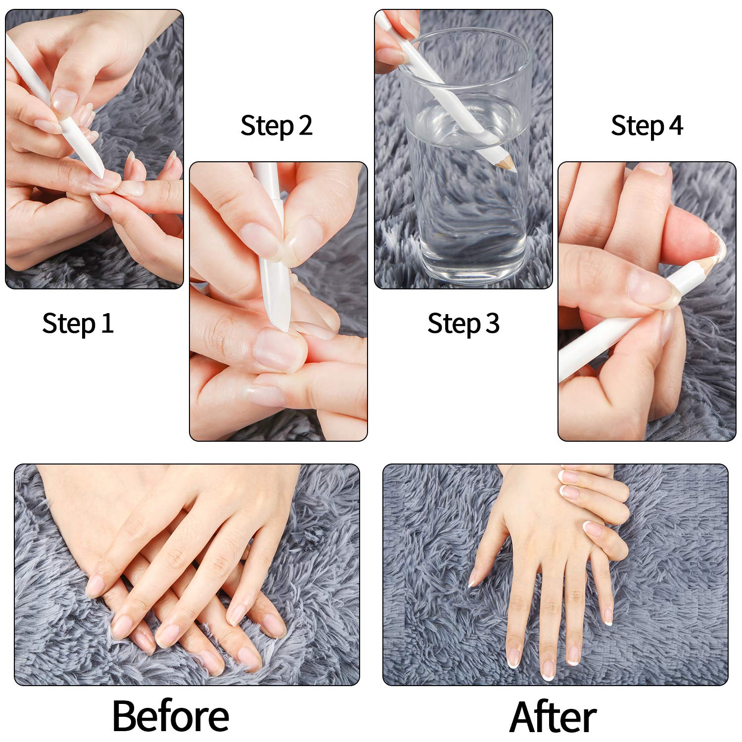 Blulu pencils staged on vanity to suggest effortless at-home French manicure touch-ups
