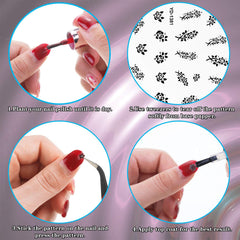 Blulu nail application showing finished floral accents that add instant manicure polish