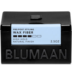 BluMaan jar front view showing Meraki Wax Fiber and clear product benefit