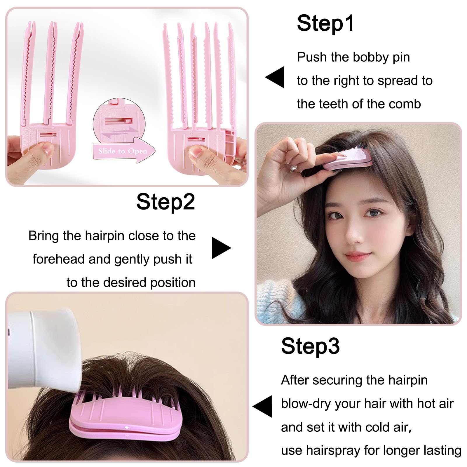 BluOcnMkt six-teeth clip placed in curly hair showing enhanced crown volume