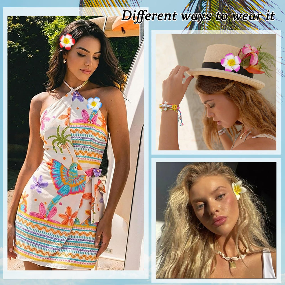 BluOcnMkt half-up hairstyle with clips showing quick tropical styling