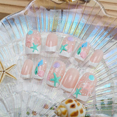 BMKKOT close-up of 3D seashell and starfish accents showcasing textured coastal detail