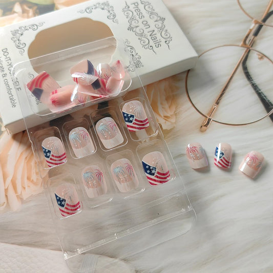 BMKKOT close-up of American flag and fireworks print for bold holiday look