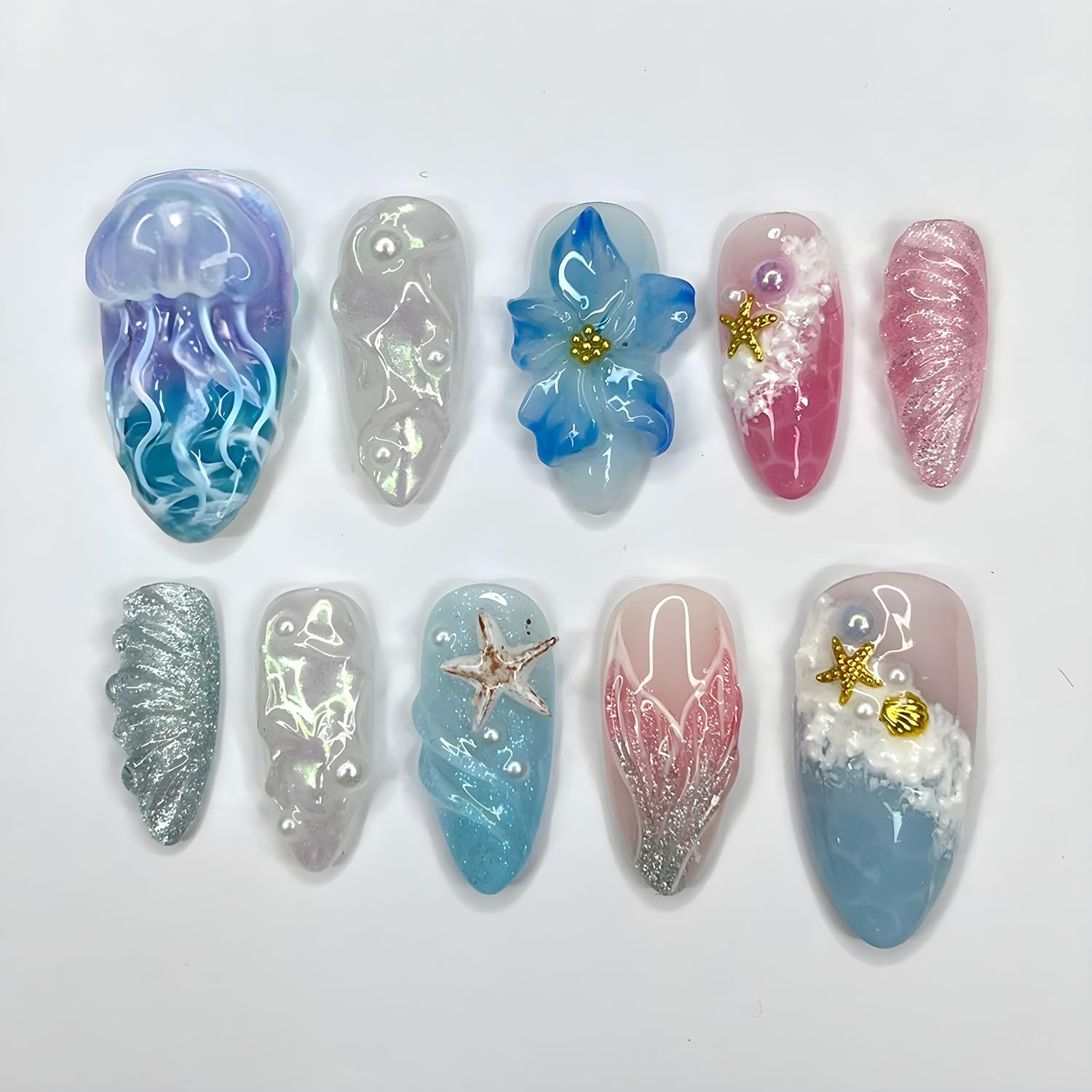 BMKKOT front packaging showing full 24-piece summer nails set and included kit benefits
