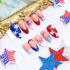 BMKKOT press-on nails worn by a hand model demonstrating immediate festive style