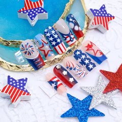 BMKKOT model wearing patriotic nails illustrating instant holiday-ready manicure