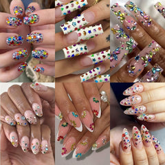 BMKKOT nails in use with charms adding visible dimension and polish boost