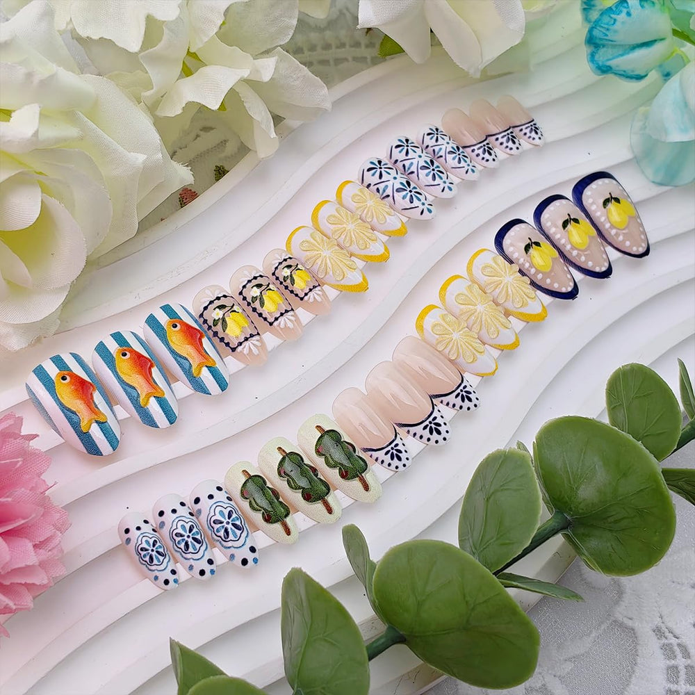 BMKKOT complete nail set with nail file wooden stick and jelly glue stickers for quick use