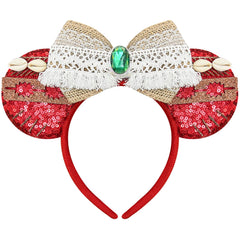 Bmobuo headband front view showing red mouse ears and shells for playful styling