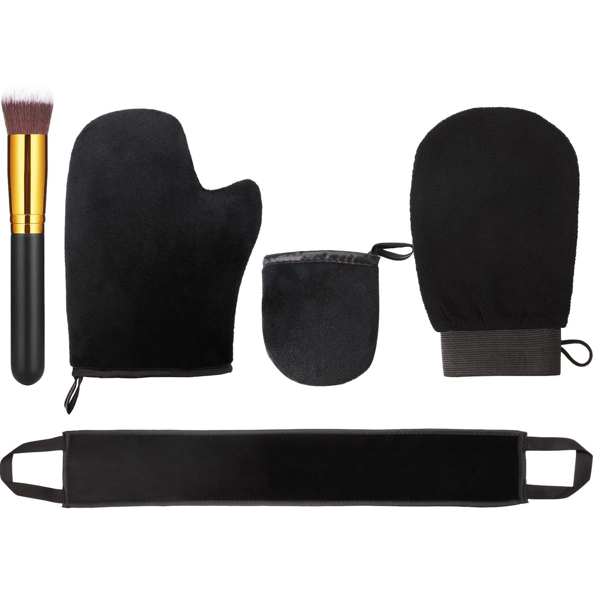 Boao kit front layout showing all five applicators for even tanning