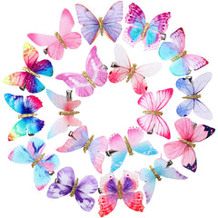 Boao front assembly of 18 glitter butterfly clips showing variety and styling options