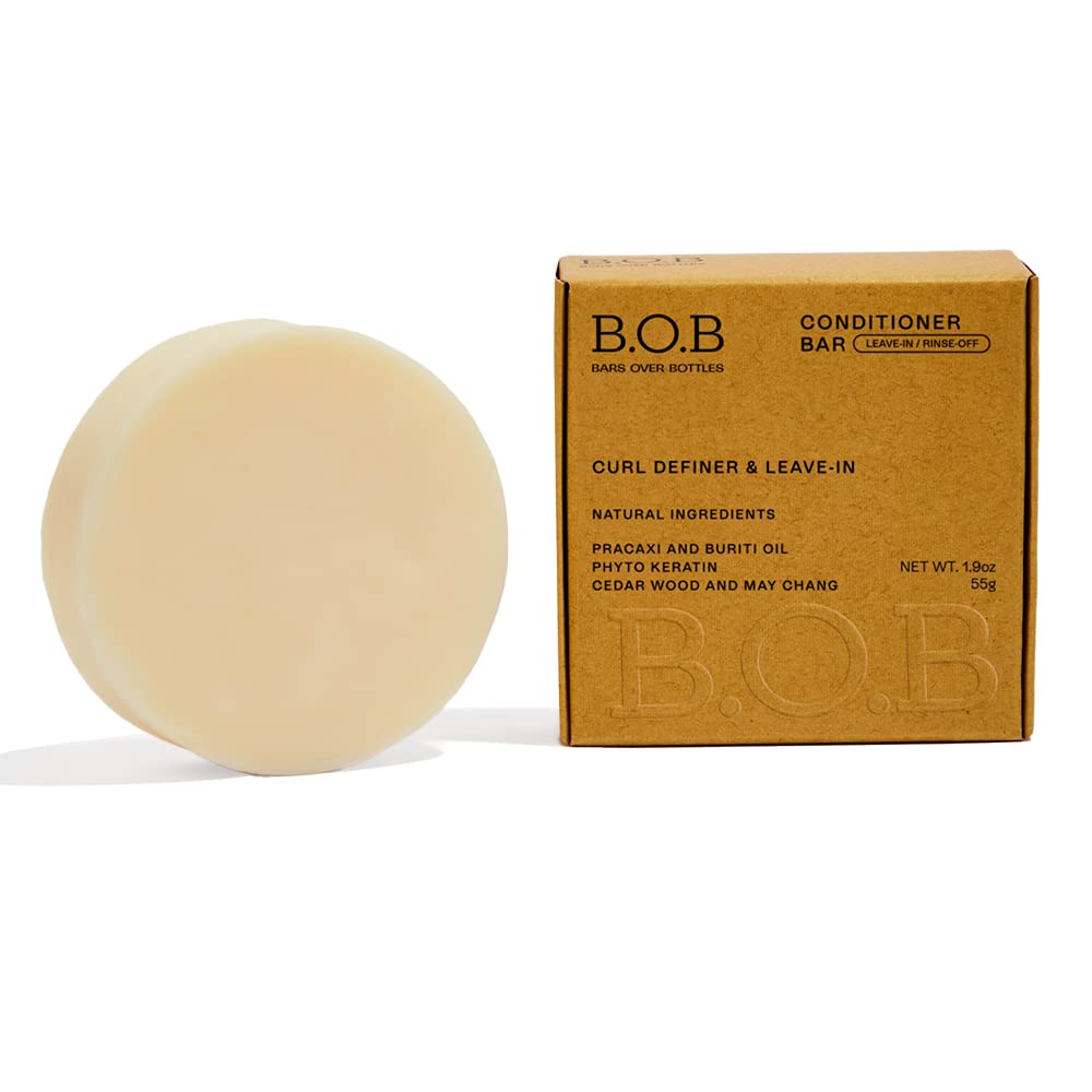 B.O.B Curl Defining Conditioner Bar front packaging showing vegan label and size