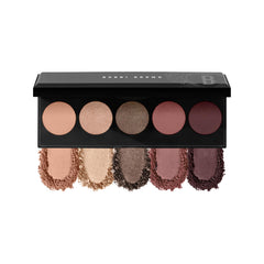 Bobbi Brown palette front view showing five complementary nudes and sleek case for easy travel
