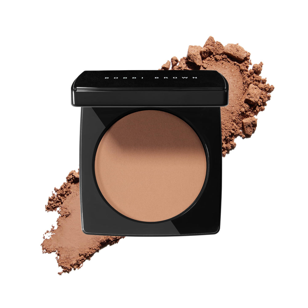 Bobbi Brown bronzing powder compact front view showing matte finish benefit