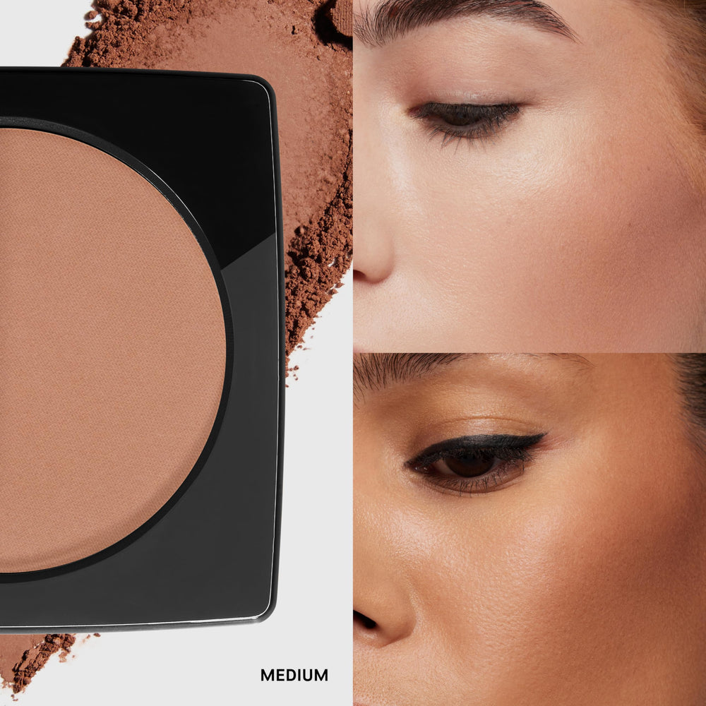 Bobbi Brown bronzing powder close-up of silky-pan texture highlighting smooth blendability benefit