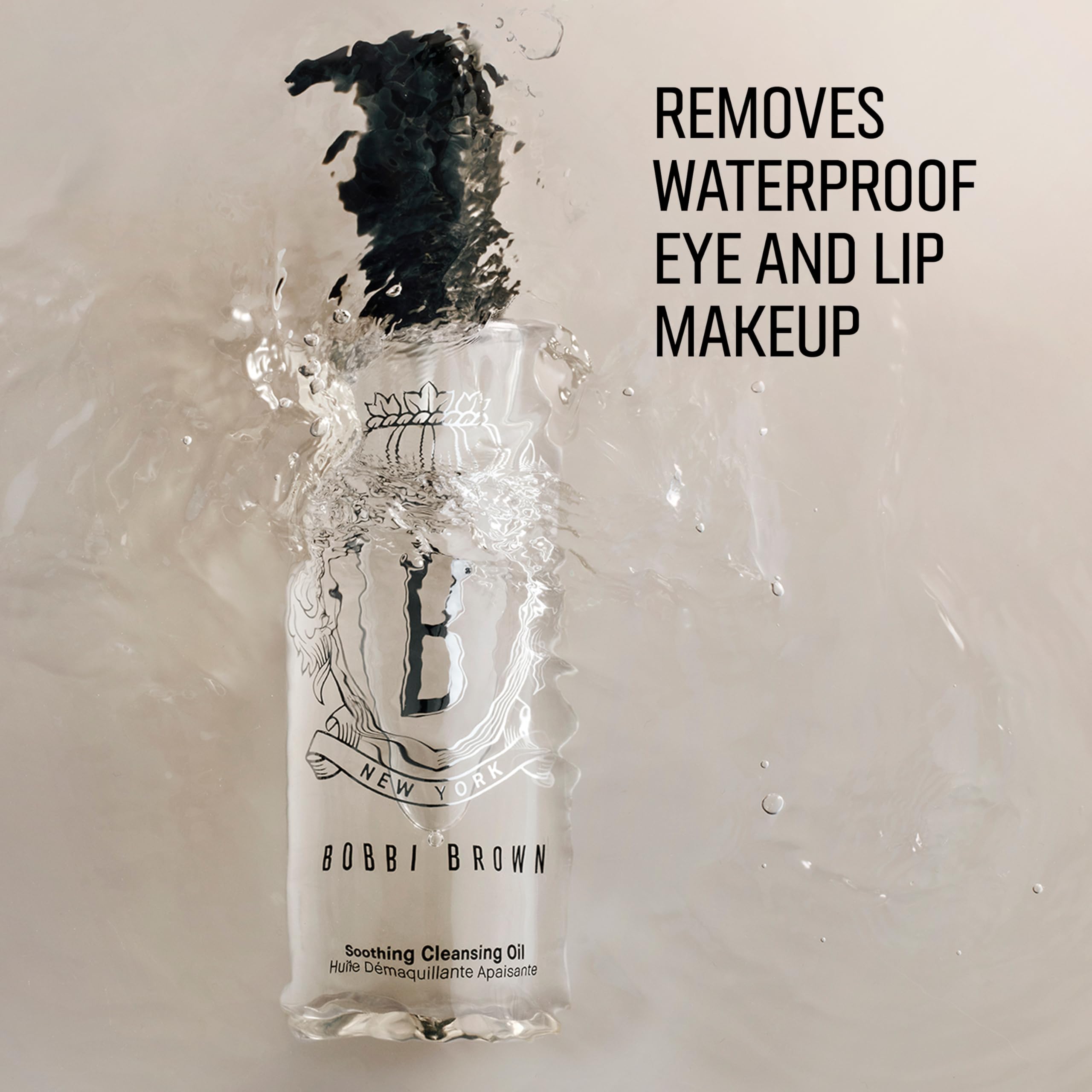 Bobbi Brown cleansing oil in use dissolving waterproof mascara for clean removal