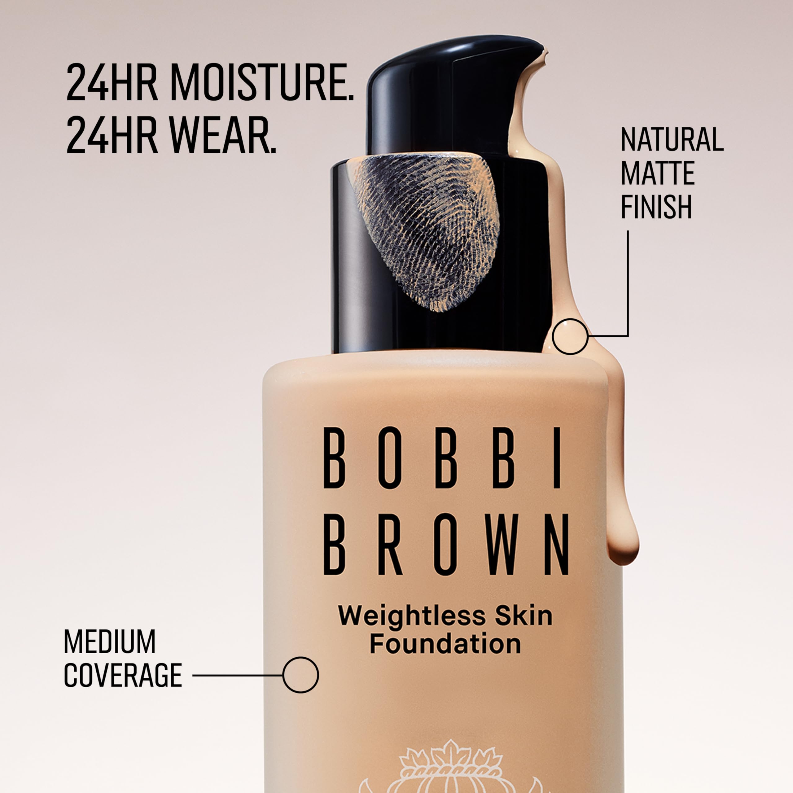 Bobbi Brown close-up on skin showing pore-blurring coverage and smoother matte finish benefit