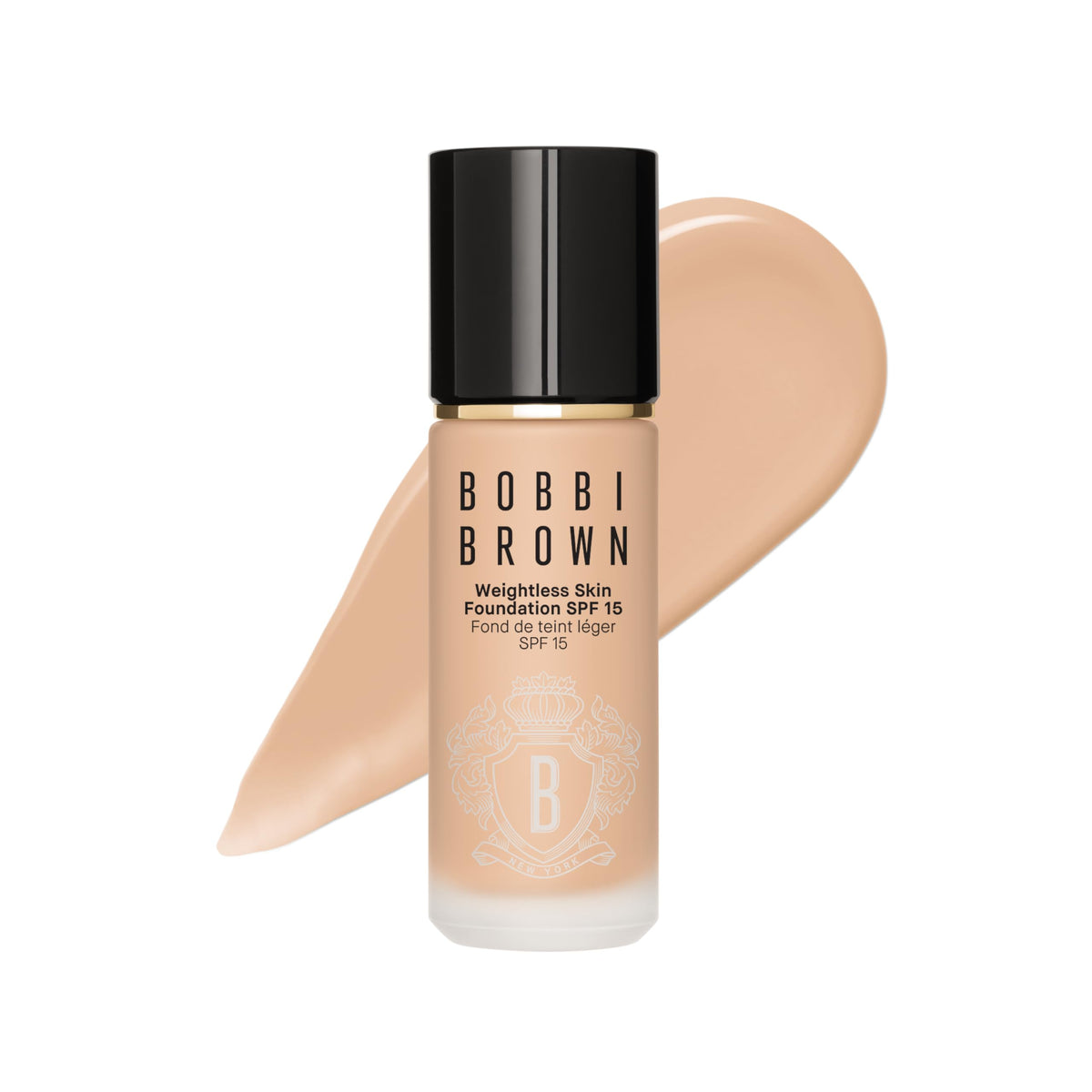 Bobbi Brown front packaging in Warm Beige shows shade and compact pump, ideal for shade selection
