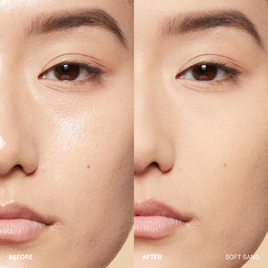 Bobbi Brown powder texture close-up showing fine milled particles for seamless blend