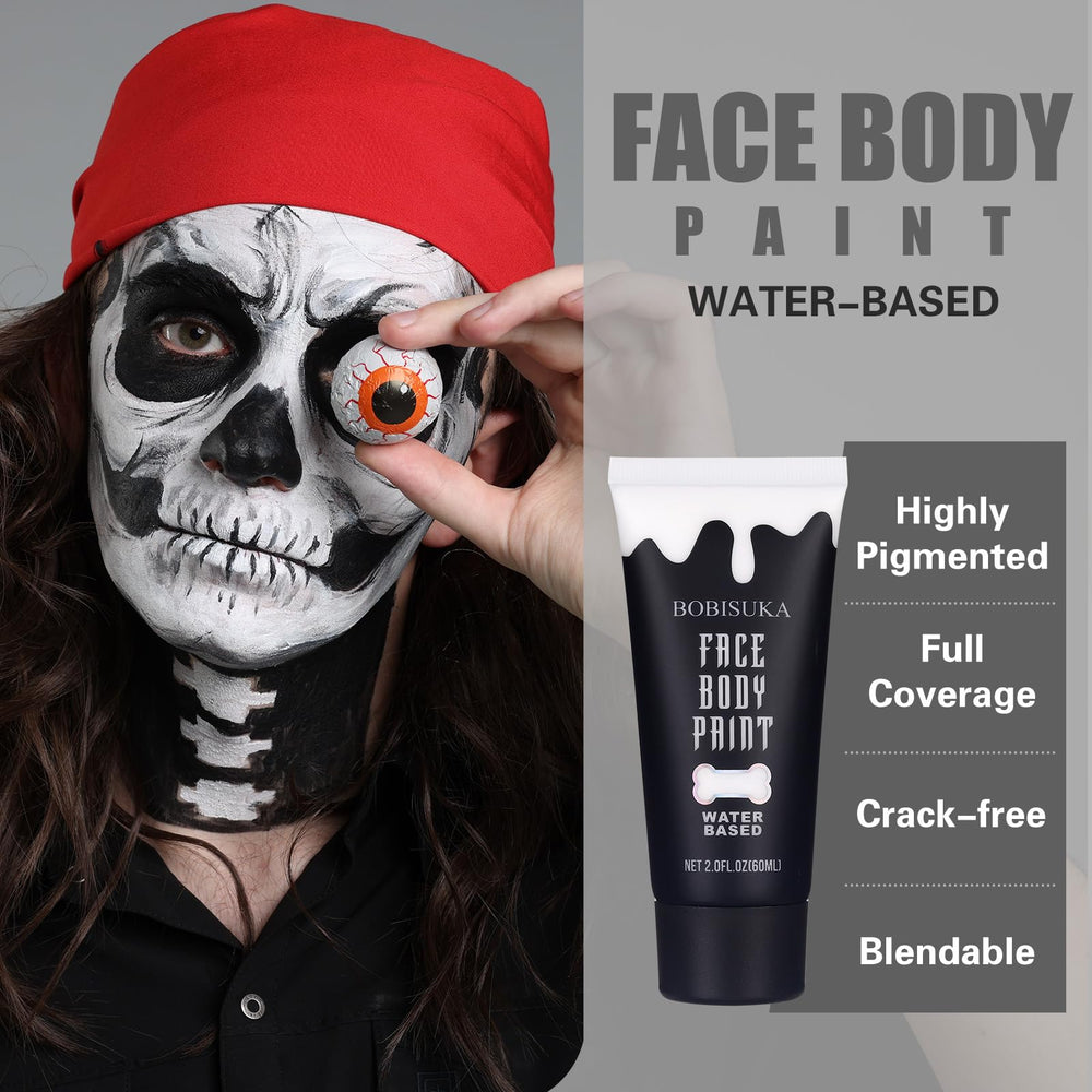 BOBISUKA brush applying white paint to cheek for precise makeup control
