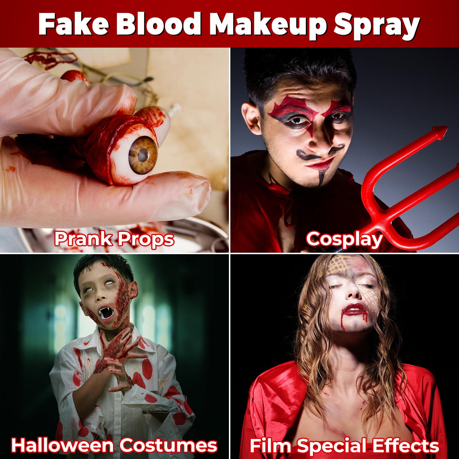 BOBISUKA applied to face for vampire look, easy-to-remove theatrical effect
