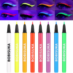 BOBISUKA front packaging showing eight neon eyeliner pens and benefits
