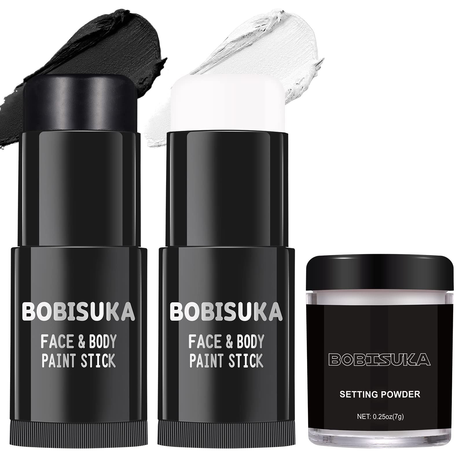 BOBISUKA front packaging showing black and white sticks and powder, clear kit overview