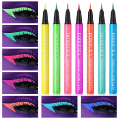 BOBISUKA front packaging showing seven glitter neon eyeliner pens and benefits