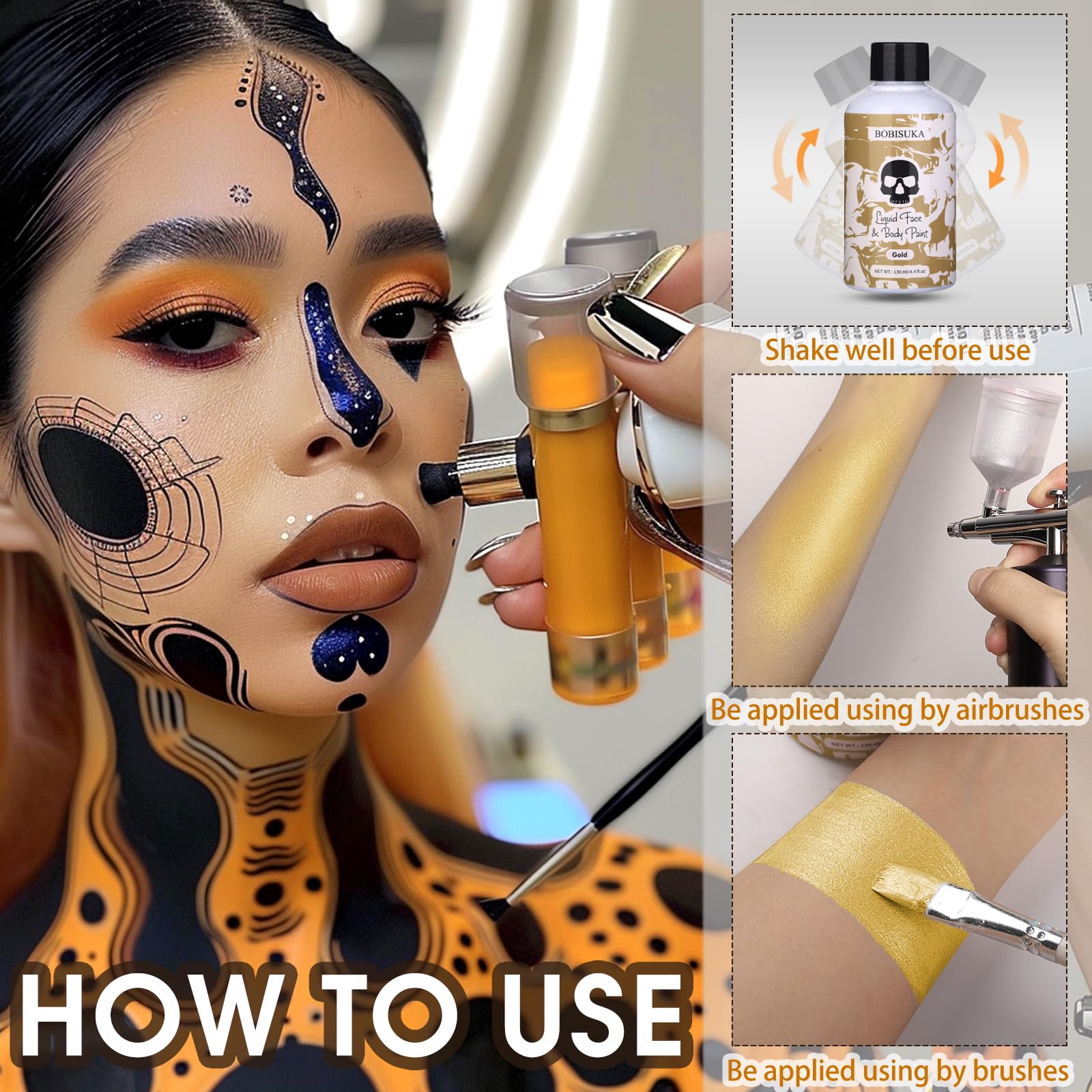 BOBISUKA gold paint thinned for airbrush showing even spray-ready mix
