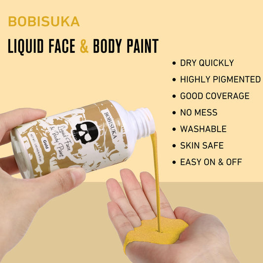 BOBISUKA gold paint texture pour close-up revealing creamy metallic finish