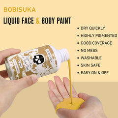 BOBISUKA gold paint texture pour close-up revealing creamy metallic finish