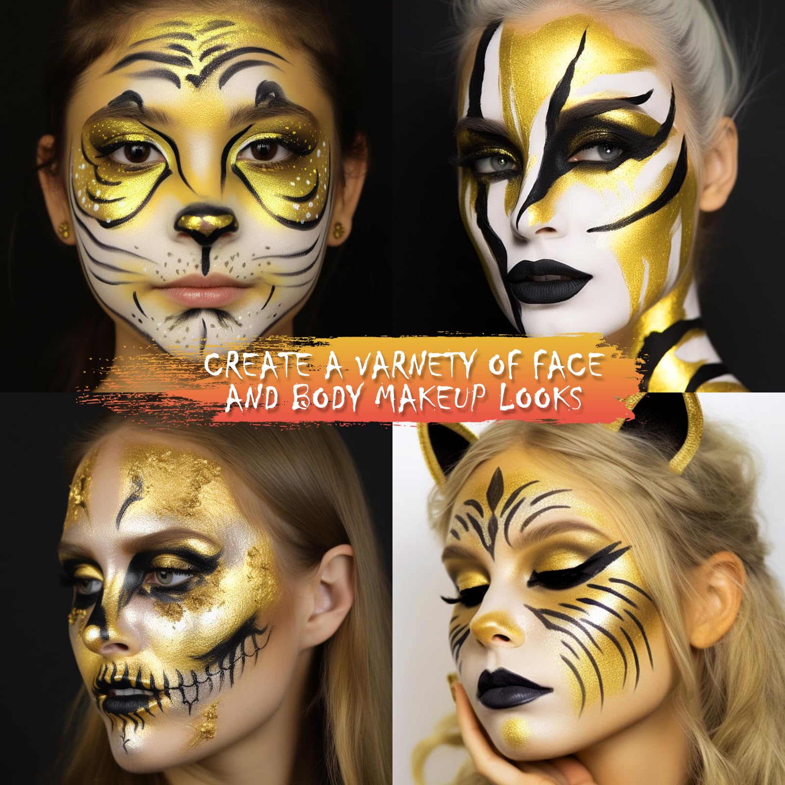 BOBISUKA gold paint swatches on arm demonstrating high pigmentation