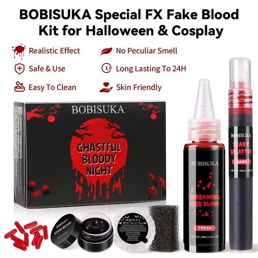 BOBISUKA close-up of pouring liquid blood texture for realism