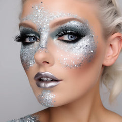 BOBISUKA silver paint in cosplay stage scene showing dramatic shine and long wear