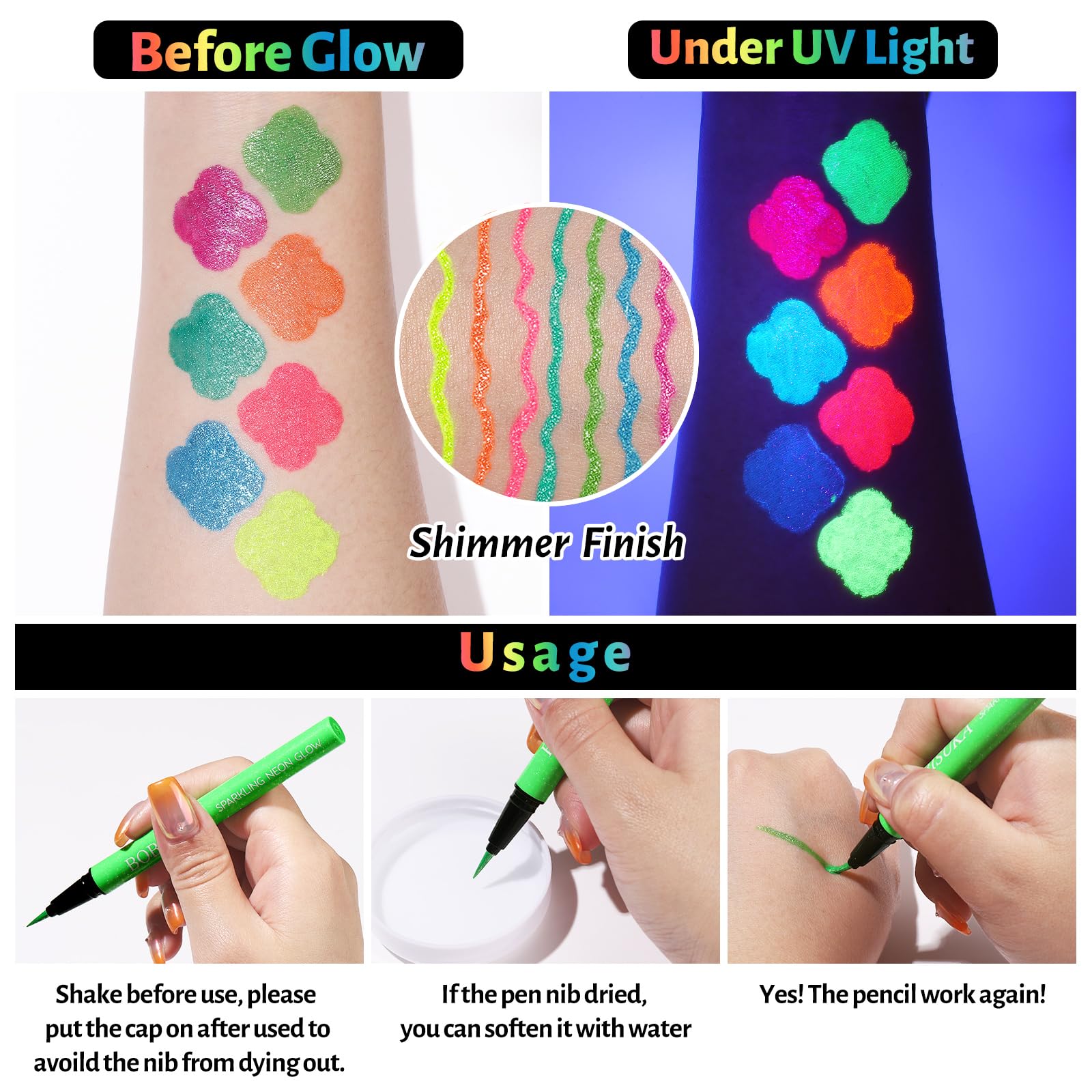 BOBISUKA arm swatches under white light showing true pigment and shimmer intensity