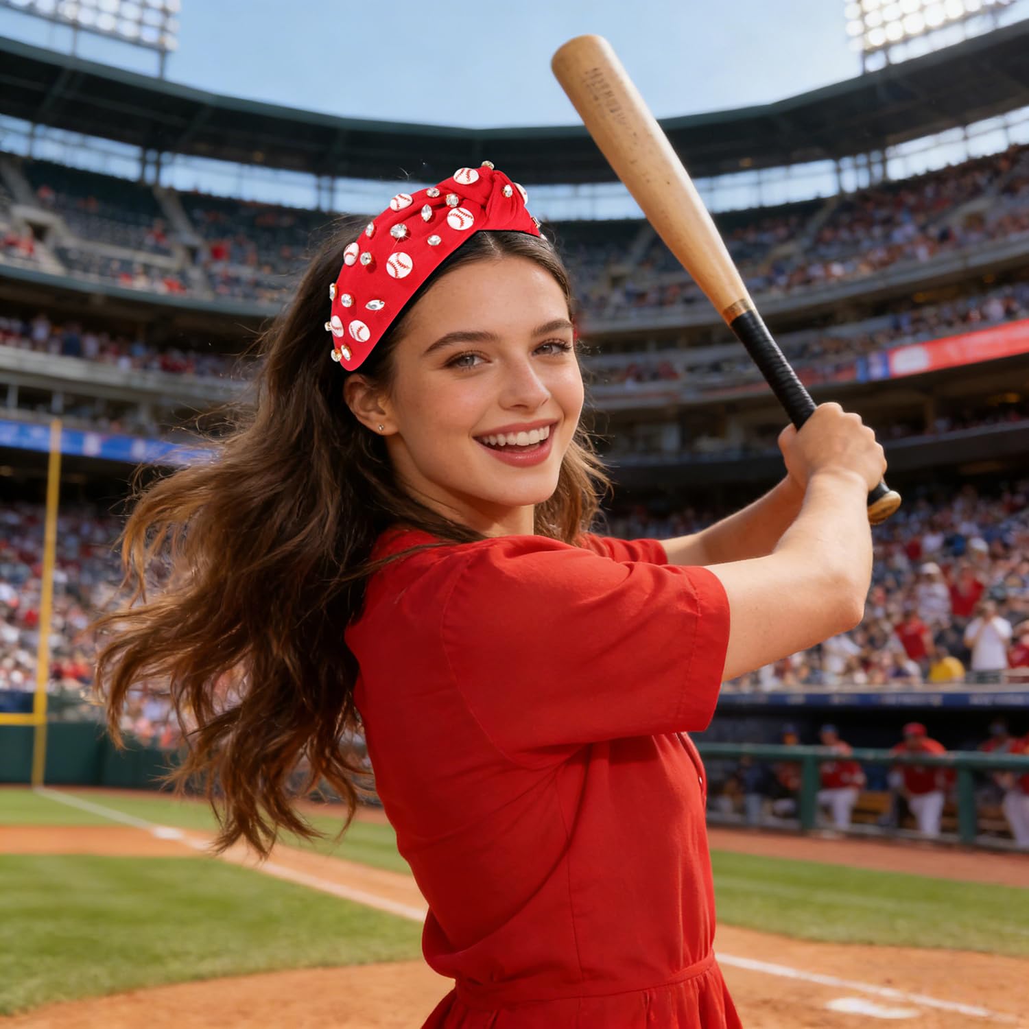 boderier top knot and baseball charms showcasing playful themed accents