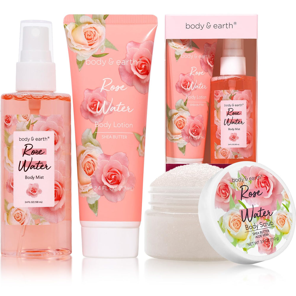 BODY & EARTH rose box packaging front showing gift-ready presentation and elegance