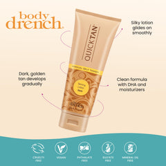 Body Drench before and after contrast showing natural dark tan