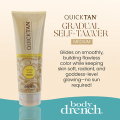 Body Drench being applied to forearm for even, streak-free natural bronze