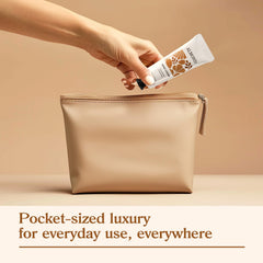 BODY & EARTH # LOVE on bathroom vanity styled with towels showing everyday gifting appeal