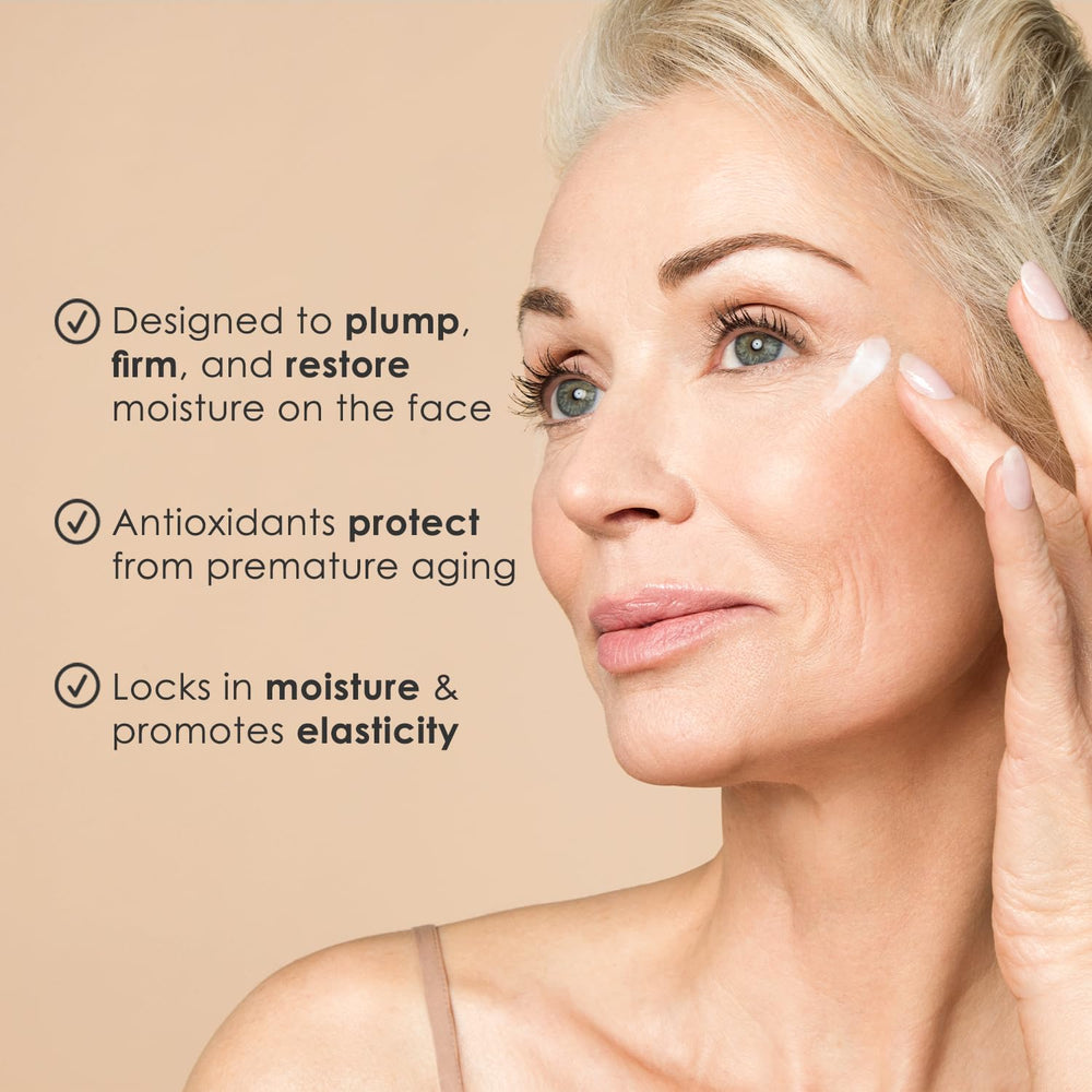 BODY FIRM applied to model neck, illustrates smoothing benefit and real-world use